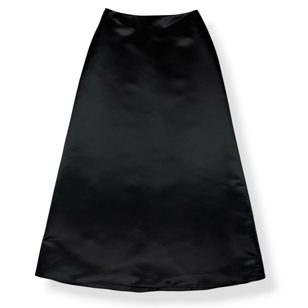 Watters & Watters Skirt Women Size 4 Small Black Satin Long Maxi Formal